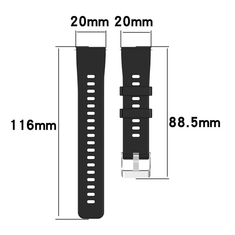 Tali silikon 20mm untuk jam tangan Huawei Honor gelang gelang jam tangan pintar