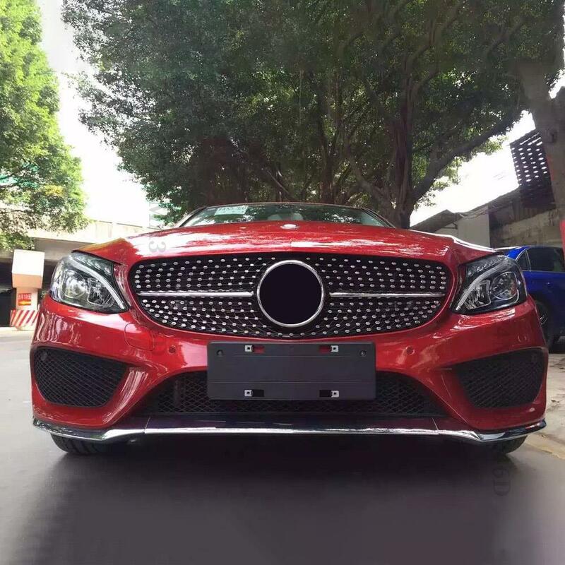 Upgrade Diamond Style Front Inlet Grille Bumper Grill Hood Mesh For Mercedes W205 S205 C205 Benz C 2014-2021 Tuning Facelift