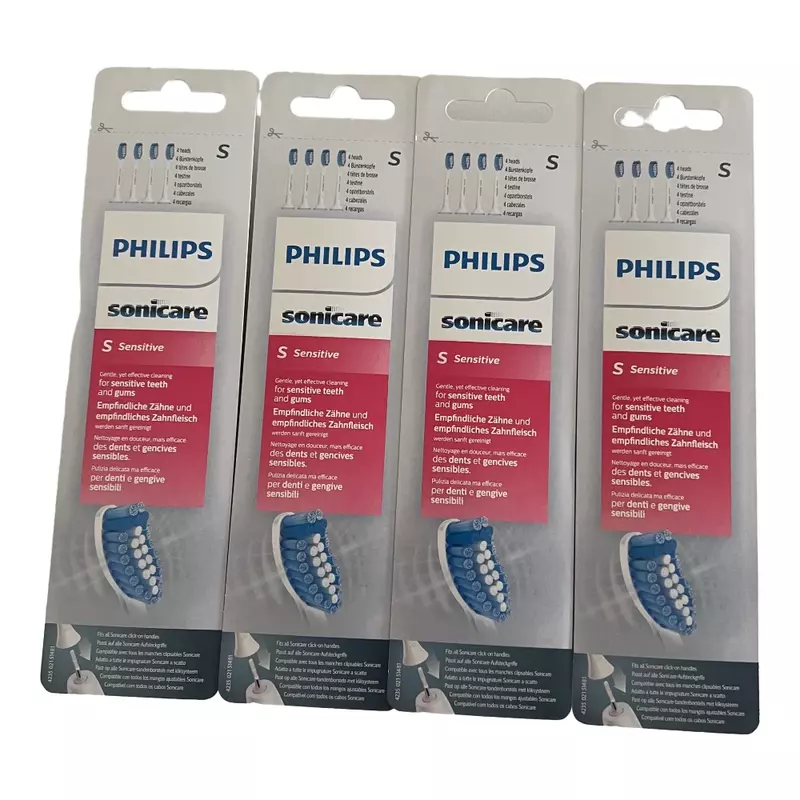Philips Sonicare Genuine Sensitive Replacement Toothbrush Heads for Sensitive Teeth, 4 Brush Heads, White, HX6053/64