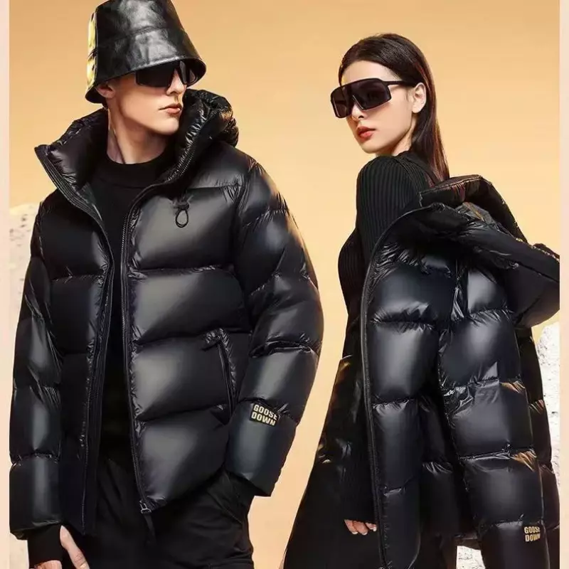 Men Winter Fashion White Duck Down Coat Male Retro Light Thin Down Jackets Men Solid Color Loose Hooded Overcoats H381