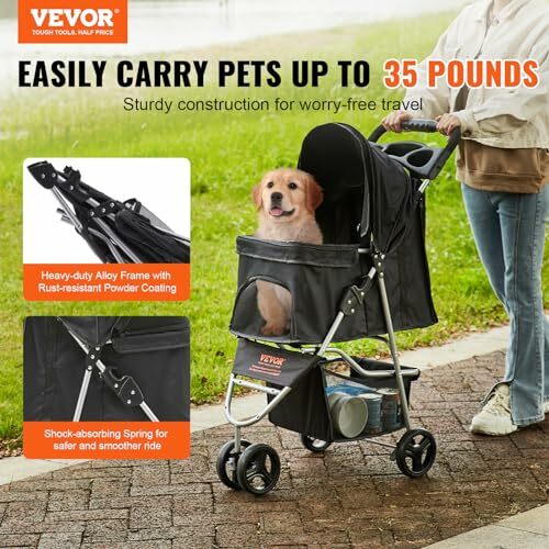 Прогулочная коляска для собак, складная коляска для малых и средних питомцев, до 35 фунтов, с 3 колесами
