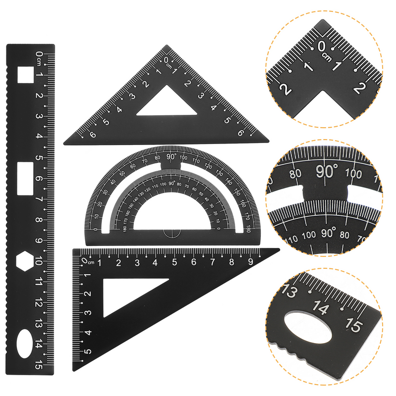 Triangular Metal Medição Régua para Alunos, DIY Papelaria Set, Sturdy Plate, Transferidor, Testing Measuring Ruler