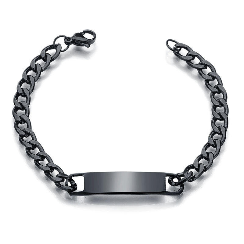 Custom Logo Inscription Eyes Engrave Stainless Steel Bracelet Women Personalized For Men Id Bracelet Dropshipping