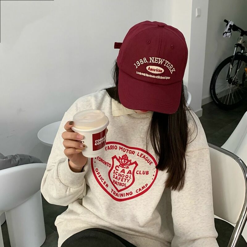 Letters Embroidered Baseball Cap Comfortable Adjustable Duck Tongue Casual Peaked Hat Face Smaller Hip Hop Hat Couples