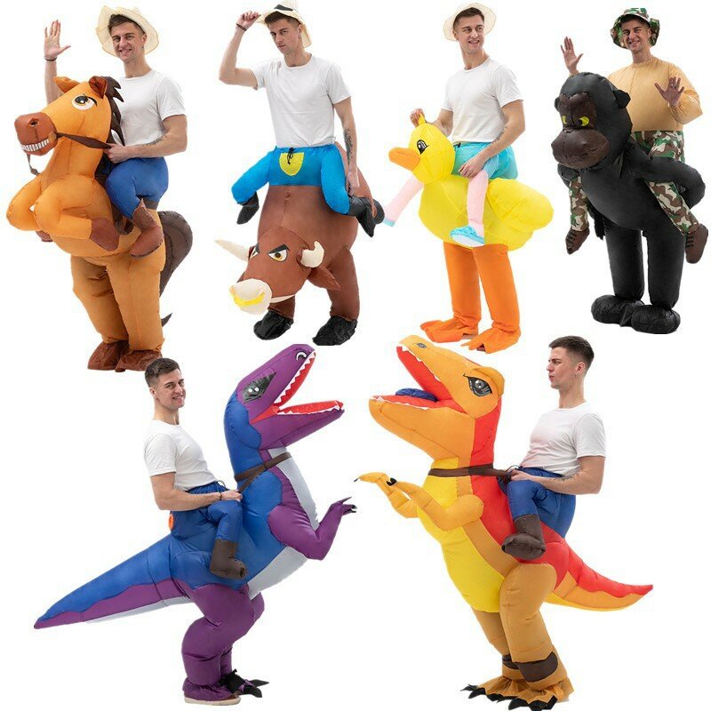 Costume Gonflable de Dinosaure, Déguisement d'Animal Ride, pour les Vacances d'Halloween, Recommandé de 150 à 190