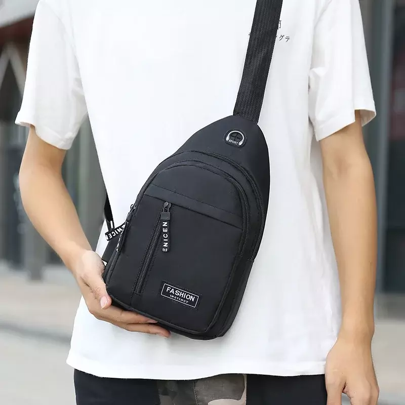 2024 New Multifunctional Chest Bag Men's Fashion Trend Oxford Cloth Shoulder Bag Korean Style Casual Waterproof Messenger Bag