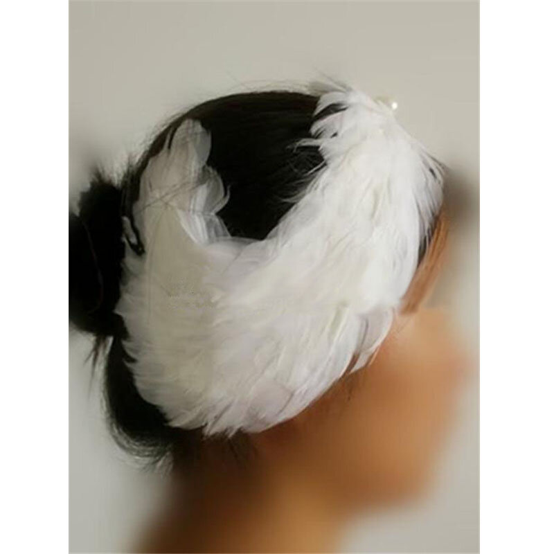 Hand Made Woman Swan Lake Ballet Feather Headwear, Prince Beads White Feather Headband For Tutu Ballet Retail Wholesale