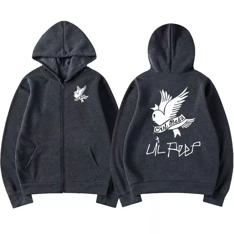Hot Rapper Lil Peep Print Rits Hoodie Heren Hiphop Vintage Sweatshirt Trendy Mode Oversized Pullovers Streetwear