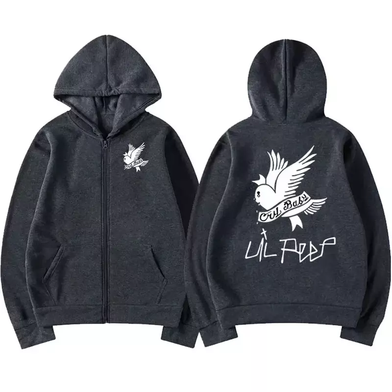 Hot Rapper Lil Peep Print Zipper Hoodie Men Women Hip Hop Vintage Zip Up Sweatshirt Trend Fashion Oversized Pullovers Streetwear