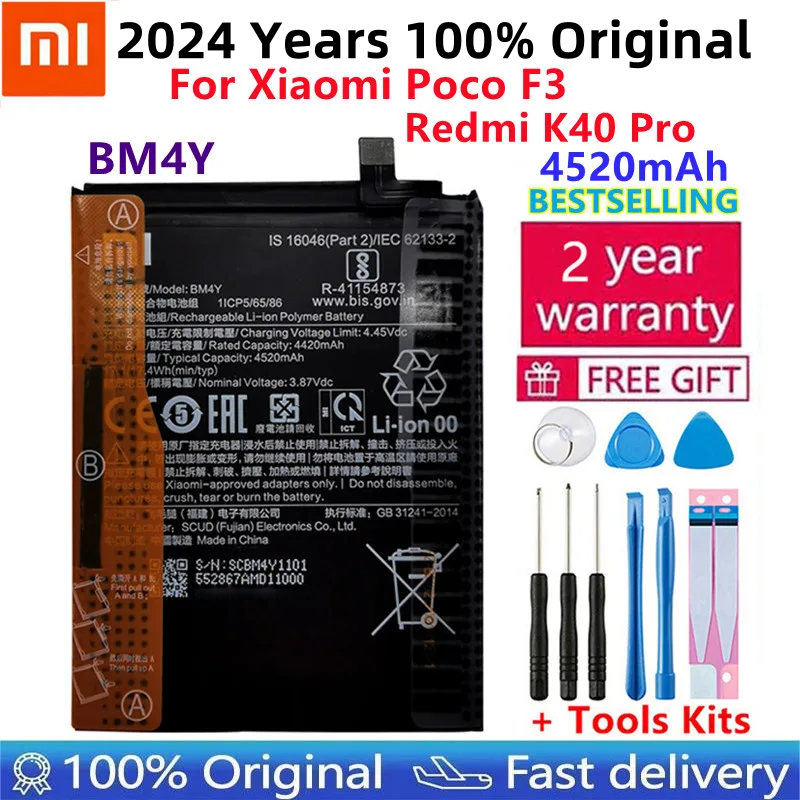 100% Orginal New 4520mAh BM4Y Battery For Xiaomi Poco F3 Redmi K40 Pro K40 Pro Batteries+Tools Free