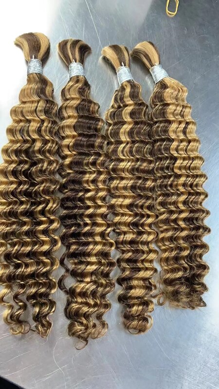 Extensions de Cheveux Vierges Bouclés pour Tressage, Tresses Boho en Vrac, 28 Pouces, Sans Trame