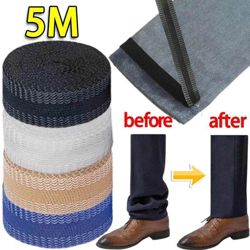 1/5M Self-Adhesive Pants Hem Paste Tape Trouser Edge Paste Iron-on Pant Shorten Repair Jean Hemming Tape For DIY Sewing Fabric