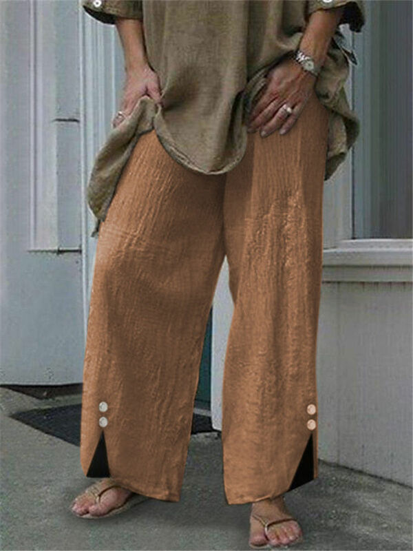 Pantalones bombachos Vintage para mujer, Capri de algodón de imitación, de pierna ancha, con abertura lateral, talla grande 5XL