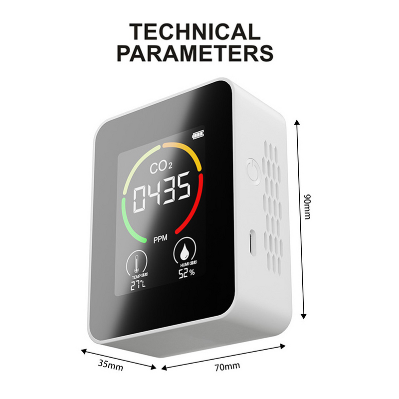 Detektor karbon dioksida deteksi Co2 monitor kualitas udara pengukur kelembaban Digital
