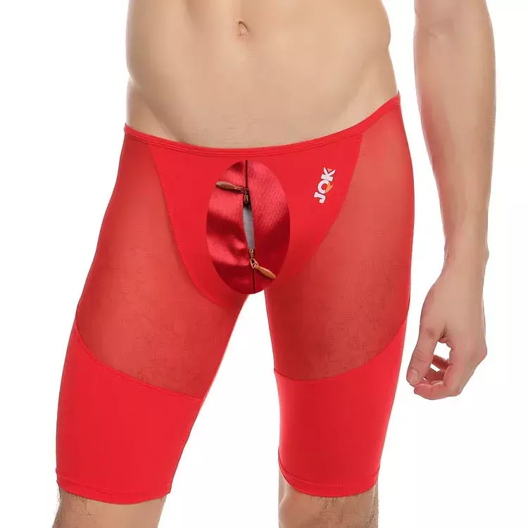 OpenCrotch-Pantalones moldeadores de cuerpo para hombre, pantalones de nailon de alta elasticidad, malla de hielo, transpirables, Sexy, para el hogar, ropa interior