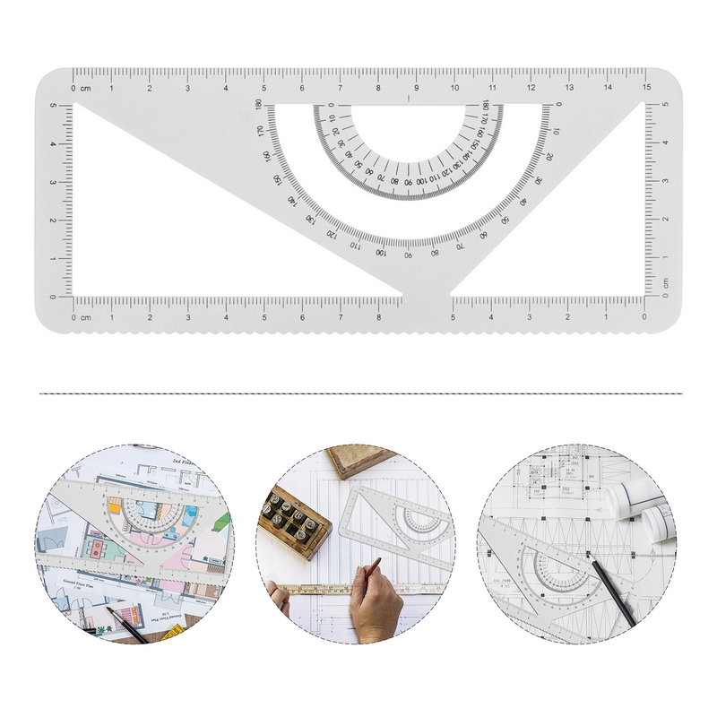 Square And Cartabon Technical Drawing Metal Ruler Drawing Measurement Tools Protractor Ruler Multipurpose School Stationery
