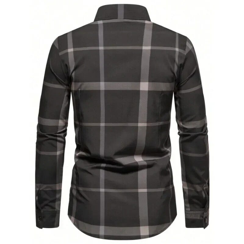 2 colors! 2023 Autumn Men's High Quality Shirts New Trend Fashion Polo Neck Stripe Design Men's Long Sleeve Shirt