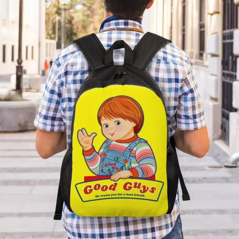 Bolsa de boneca Chucky para estudante universitário, mochila portátil para mulheres e homens, brincadeiras infantis dos bons rapazes, mochila básica