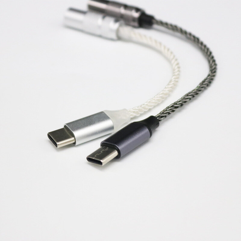 Cable Chapado en plata Tipo C a 3,5mm hembra de 8 hebras, 13CM