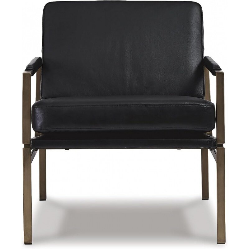 Signature Design by Ashley Puckman Mid-Century Modern Leather Accent Chair, Black