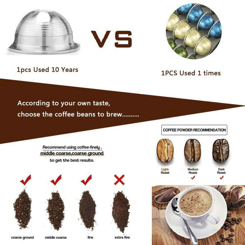 ICafilas-cápsula de café Vertuo reutilizable de acero inoxidable, G1, para cafetera Nespresso Vertuoline