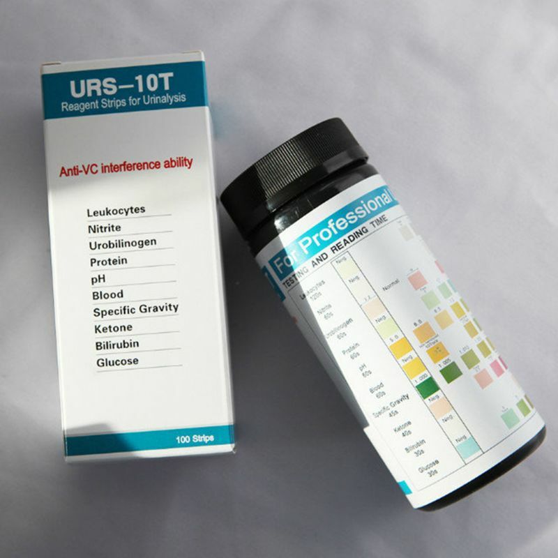 Tiras reactivas de orina 10 en 1, Kit completo de prueba de inmersión para urinálisis de 100CT, leucocitos, nitrito, urobilinógeno, proteína PH