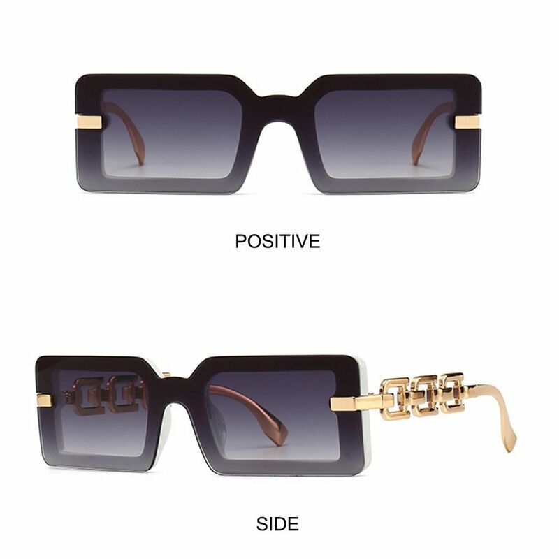 Beach Travel Streetwear Square Sunglasses Vintage Modern Luxury Chain Frame Sun Glasses UV400 Gradient Shades for Women & Men