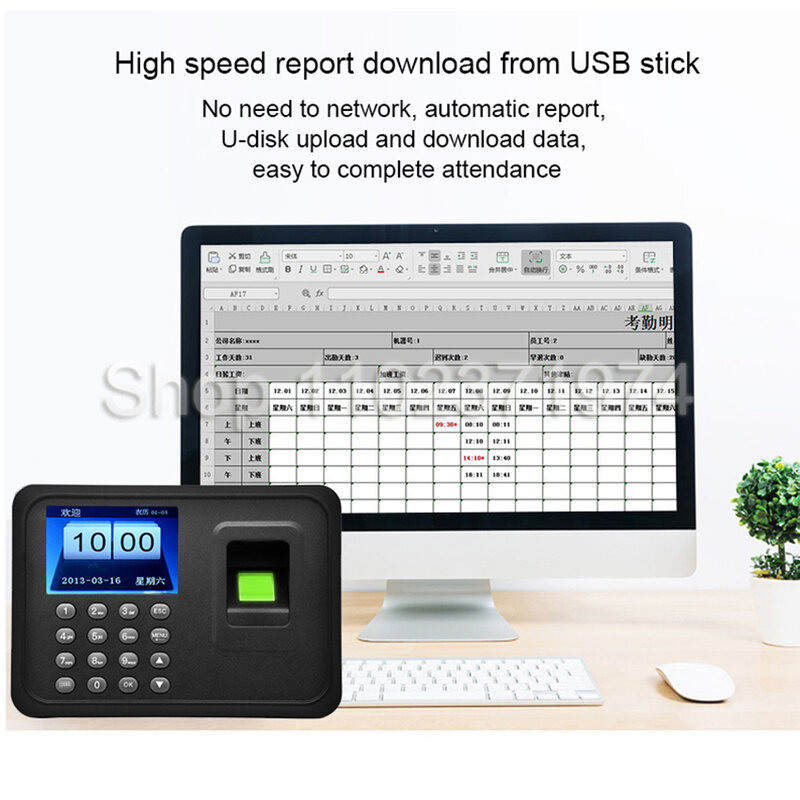 Biometrische Aanwezigheidsregistratie Systeem Usb Fingerprint Reader Time Clock Employee Controle Machine Elektronische Apparaat Spaans Spanje Engels