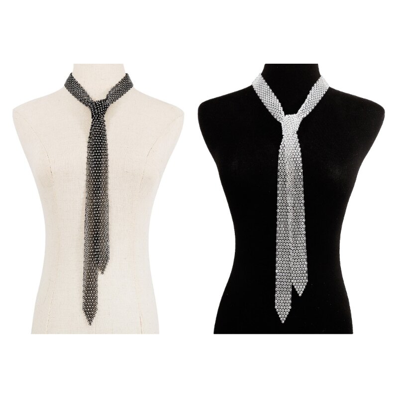 Colar de gravata com strass exagerado e temperamento moderno colar tendência da cidade