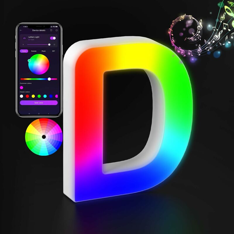 Alphabet Buchstaben LED Streifen Lichter Smart App DIY mehrere Farben Szenen Musik synchron isieren Gaming Schlafzimmer Weihnachten Nachtlicht Buchstabe d
