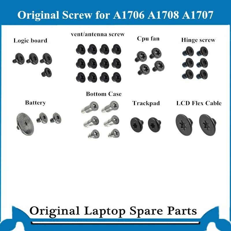 Originale Vite bottom Case per Macbook Pro Retina A1706 A1708 A1707 Fan Altoparlante Scheda Logica Cerniere Trackpad Vite