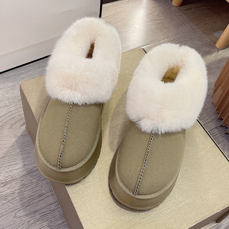 Scarpe di lana le donne indossano una pelliccia stivali da neve invernali nuove scarpe di cotone calde slip-on