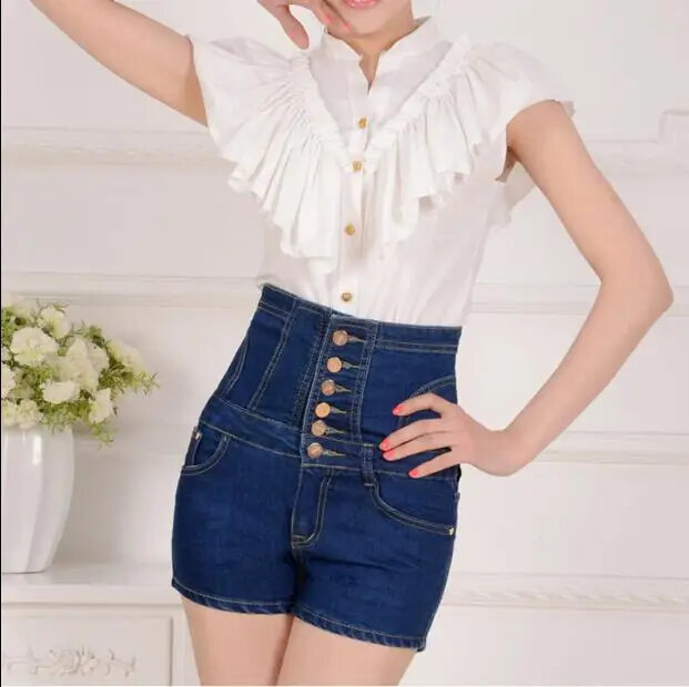 Sommer Marke Mode lässig hohe Taille weibliche Damen Mädchen schlanke elastische Taille plus Größe Jeans shorts