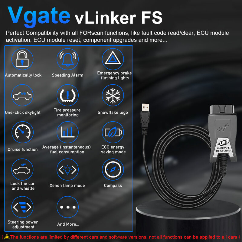 أداة Vgate vLinker FS ELM327 لسيارات فورد فورسكان HS MS CAN ELM 327 OBD 2 OBD2 أداة واجهة ماسح ضوئي تشخيصي للسيارة OBDII لمازدا