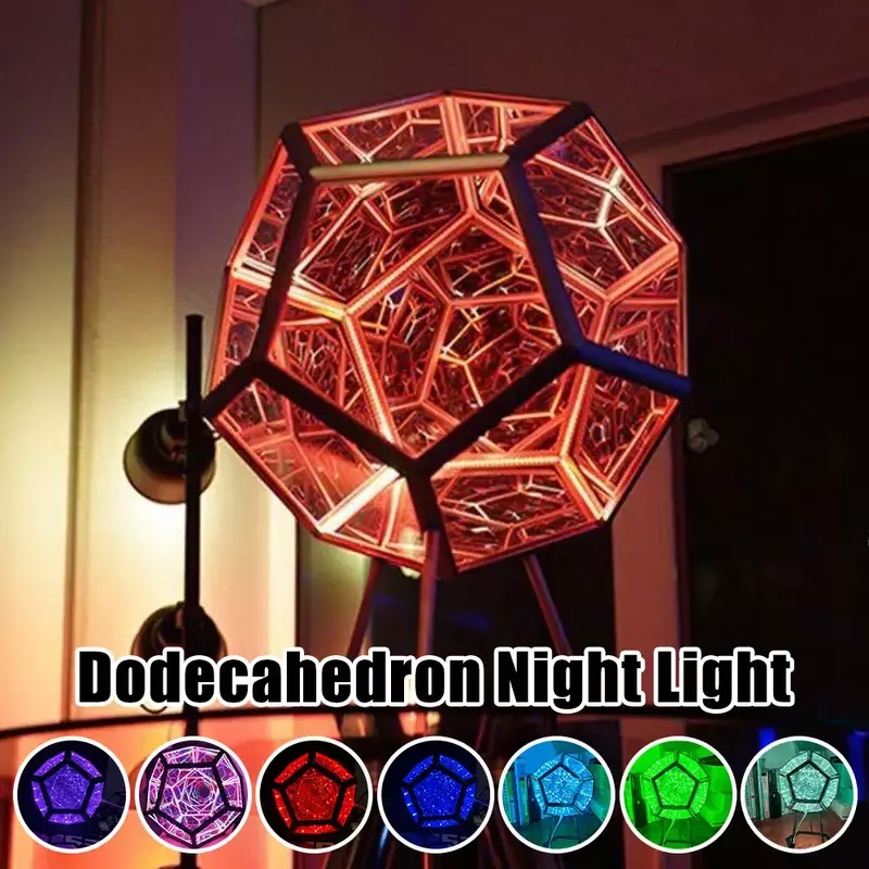 Dodecahedron أضواء فنية بألوان رائعة مبتكرة أضواء ليلية أضواء زينة عيد الميلاد للمنزل ديكور حفلة مسائية