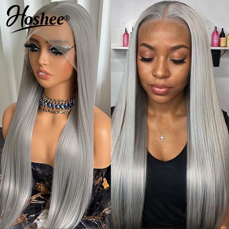 Silver Grey 613 Colored 13x4 HD Transparent Lace Frontal Wigs For Women Brazilian Virgin Glueless Human Hair Lace Part Wig