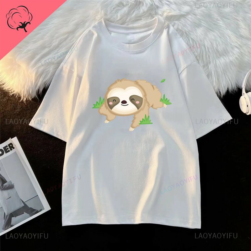 Funny cartoon little monkey print short sleeve T-shirt casual daily top pure cotton round neck men's and women's clothing