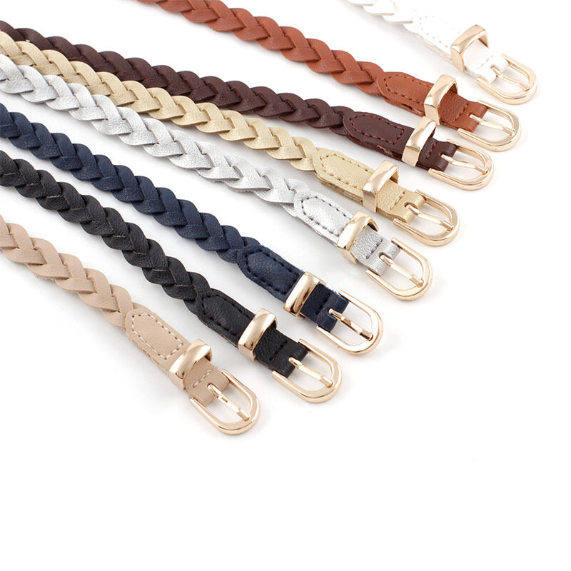 Cinturón trenzado Simple para mujer, Cinturón fino decorativo con hebilla de Pin de vestido, cinturones anudados, venta al por mayor, nuevo