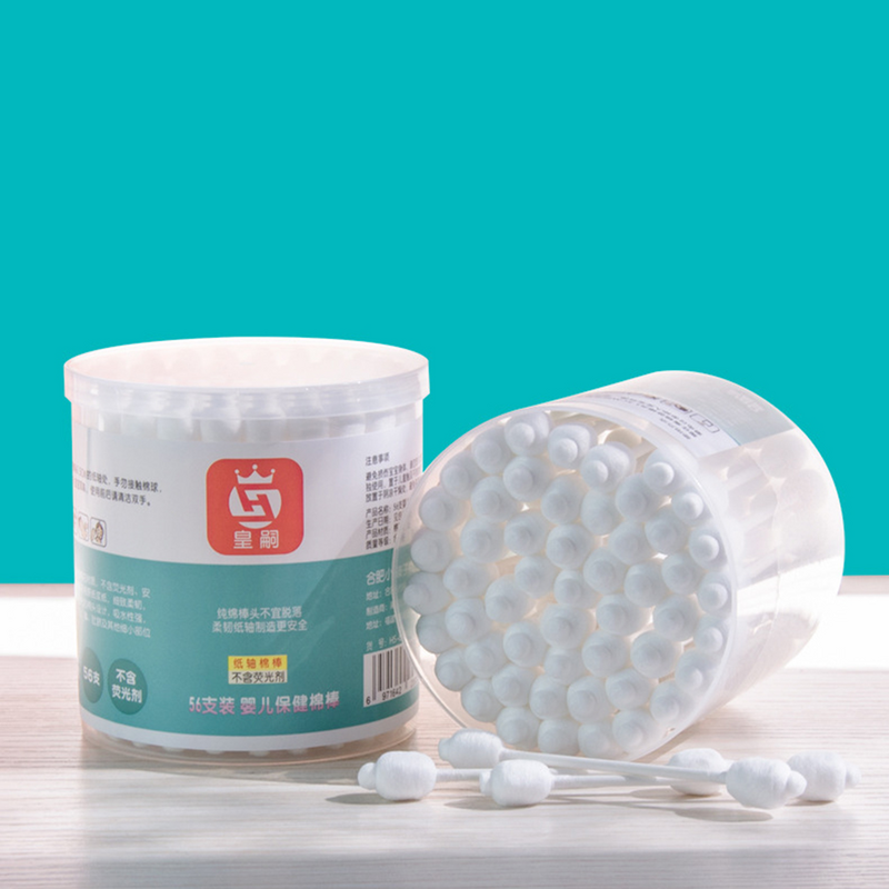 Varilla de algodón para maquillaje, Biodegradable con doble punta utensilio de limpieza, 56 piezas