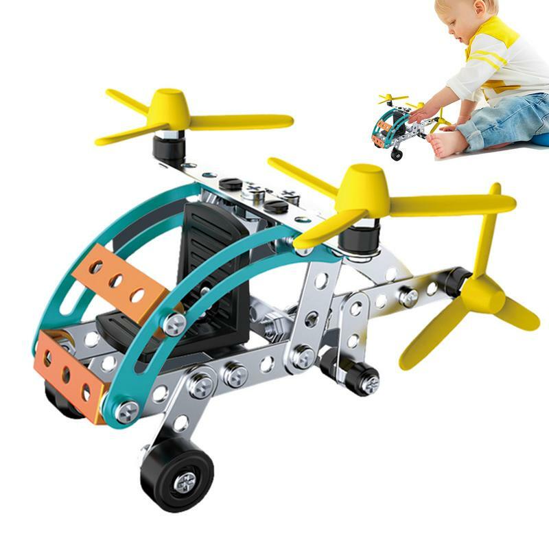 子供のための3D金属ヘリコプター,組み立てるおもちゃ,飛行機,建設玩具,メカニカルスタイル,DIY,オーナメント