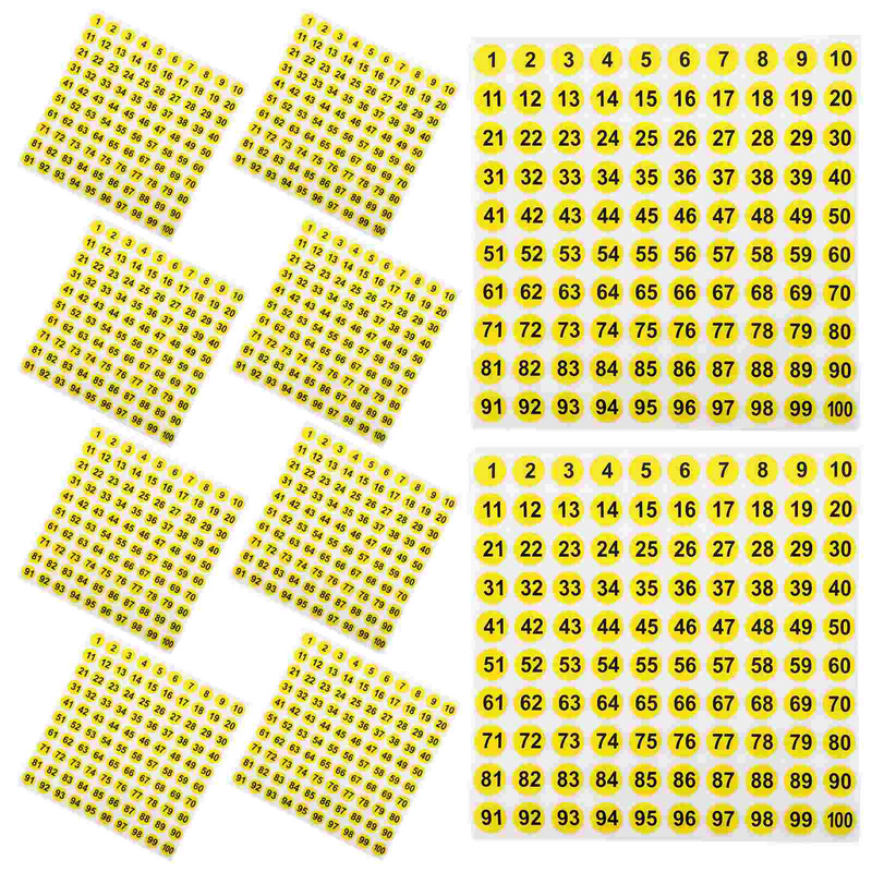 100 arkuszy okrągłych naklejek cyfrowych Wielofunkcyjna naklejka z numerem Etykiety z numerami Naklejka na odzież