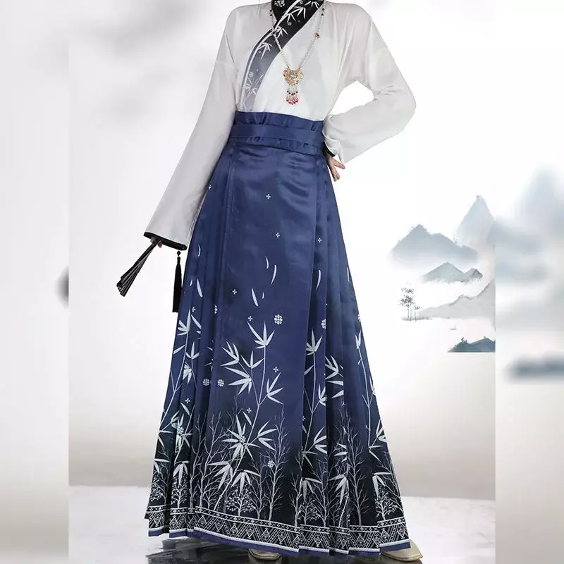 Horse Face Skirt Hanfu Original Chinese Ming Dynasty Women's Traditional Dress Embroidered Skirt Daily Horse Face Pony Skirt