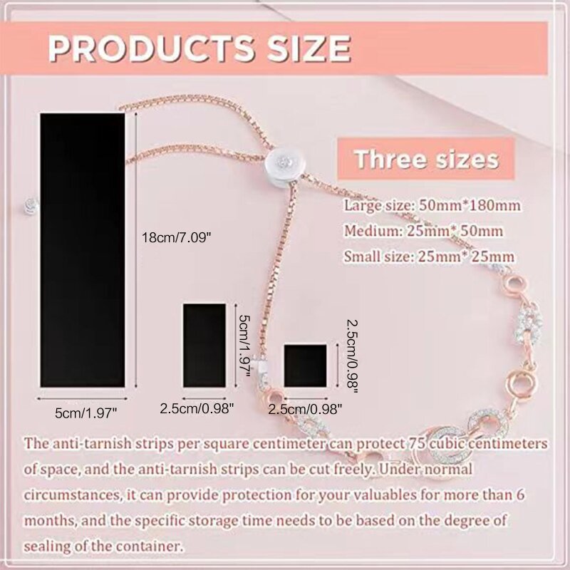 Perhiasan Strip Anti Noda Tab Tab Non-abrasif Perhiasan Strip Anti Noda untuk Penyimpanan Perhiasan Perak untuk Perlindungan