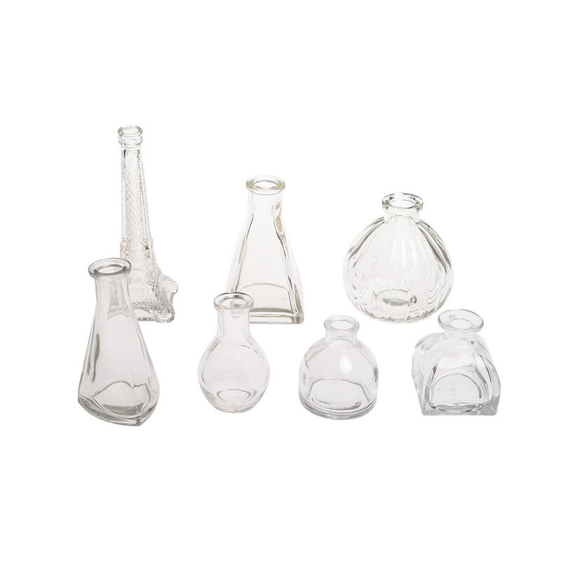 Material didáctico Montessori para la vida diaria, accesorio para arreglos florales y vierta agua, Mini jarrón, botella pequeña de vidrio
