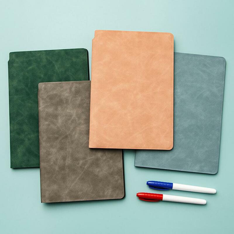 1 Set A5 Notepad Writing Board with Marker Whiteboard Notebook Double Side Reusable Faux Leather Shell Students Office Supplies