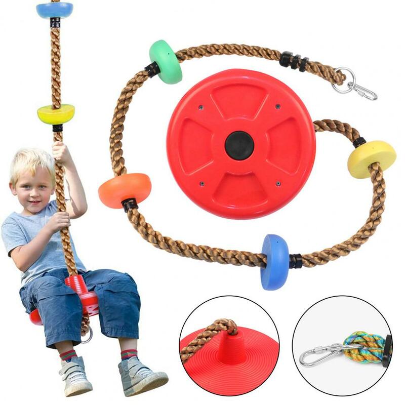 Corde d'escalade à disque unique pour enfants, balançoire d'arbre avec plate-forme, aire de jeux intérieure et extérieure, siège de balançoire coloré, jouet pour garçons et filles, cadeau