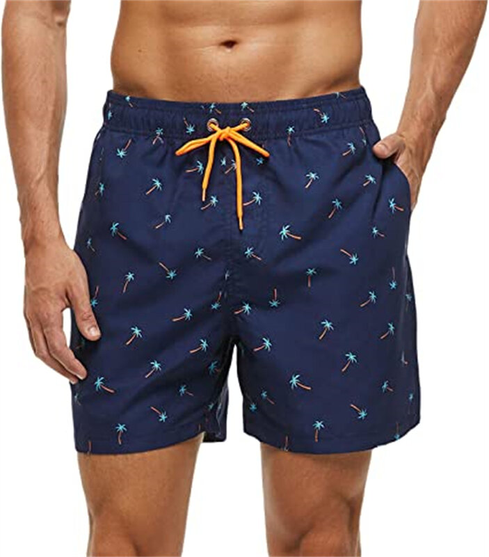 Celana pendek pakaian renang pria, bawahan renang pantai berselancar, olahraga papan jala lapisan dan saku musim panas
