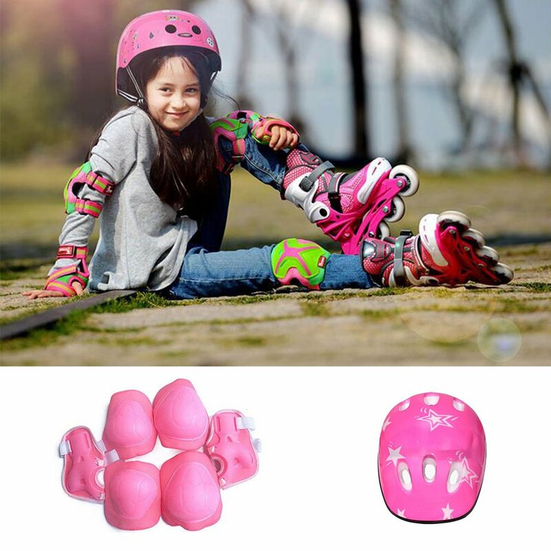 7 pz/set bambini ciclismo equipaggiamento protettivo casco da bici ginocchio polso gomito Guard Roller imbottitura ad alta densità Comfort buona ventilazione