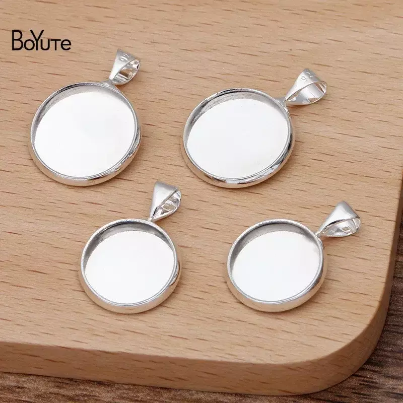 BoYuTe (100 Pieces/Lot) Round 12MM 14MM Cameo Cabochon Base Setting Diy Silver Blank Pendant Tray Hand Made Jewelry Accessories