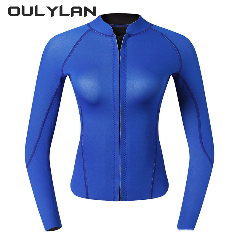 Oulylan-女性用ネオプレンダイビングトップジャケット、ウェットスーツジャケット、シュノーケリング、スキューバ、サーフィン、水泳、2mmに最適